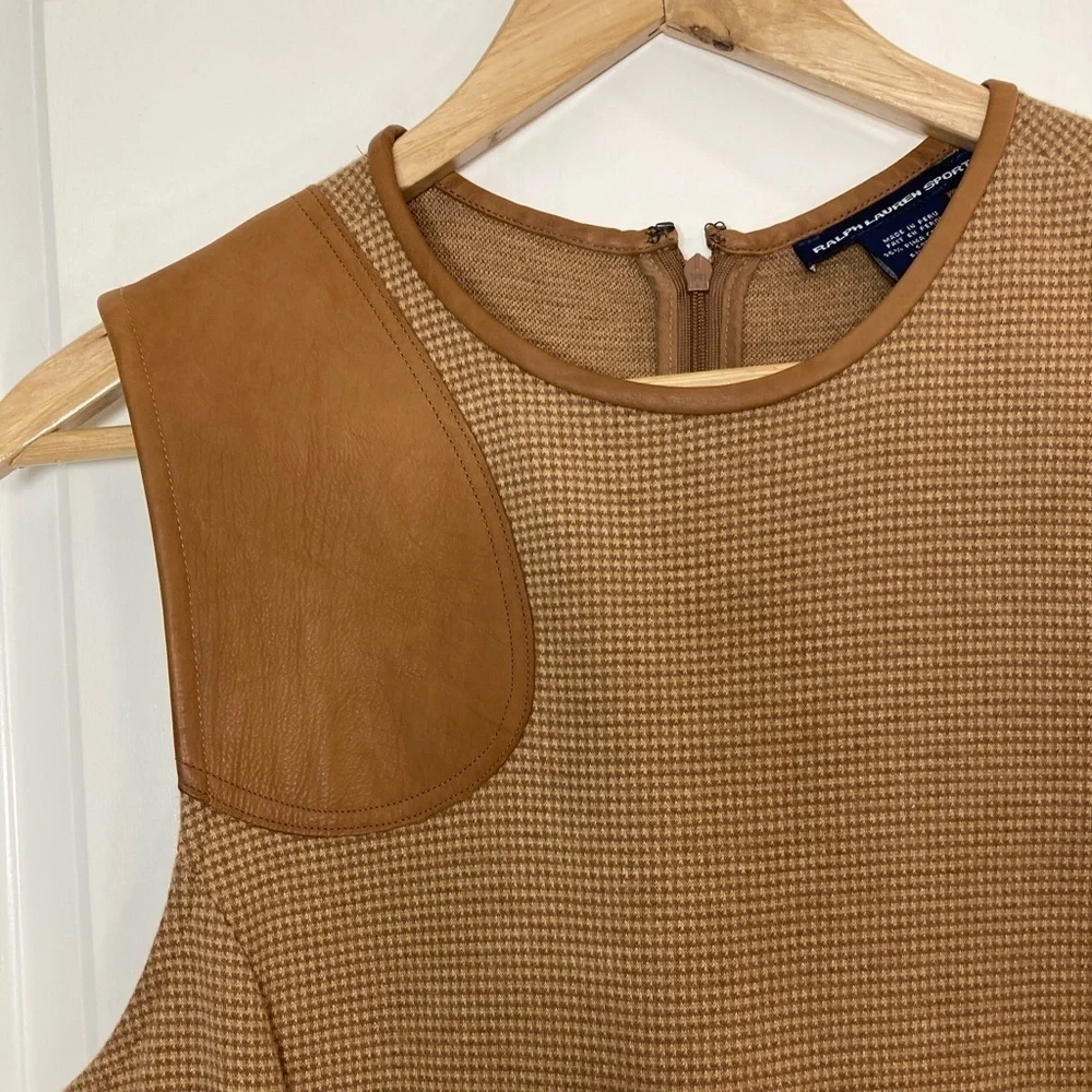 Ralph Lauren Sport tan houndstooth academia inspired sheath dress - Picture 2 of 6